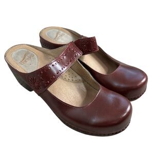 Dansko Red Leather Mary Jane Clogs